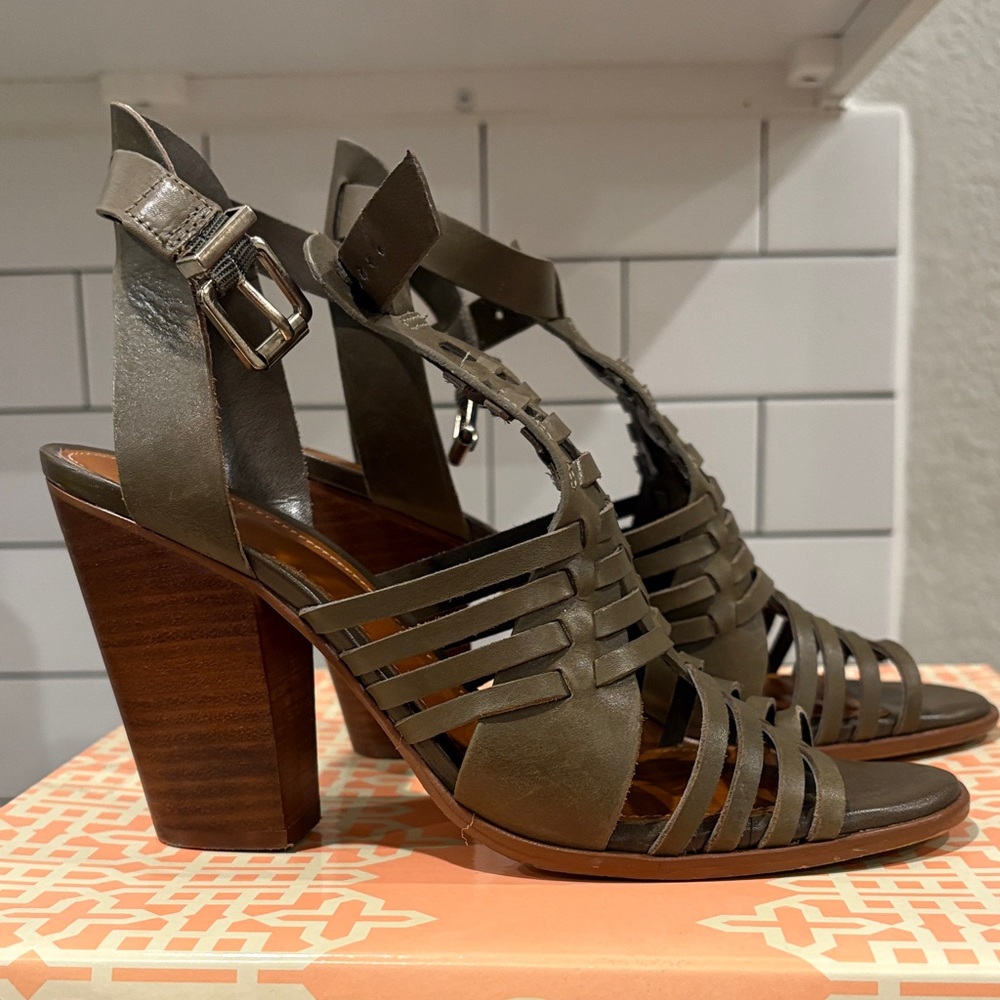 Gianni Bini Olive Strappy Block Heels